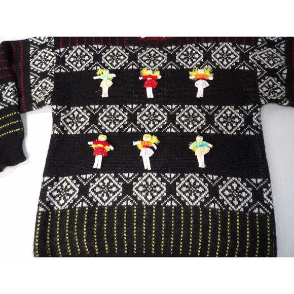 Western Connection Sweater Medium Dolls 3D 80s Knit Art to Wear Funky Weird - Picture 7 of 14